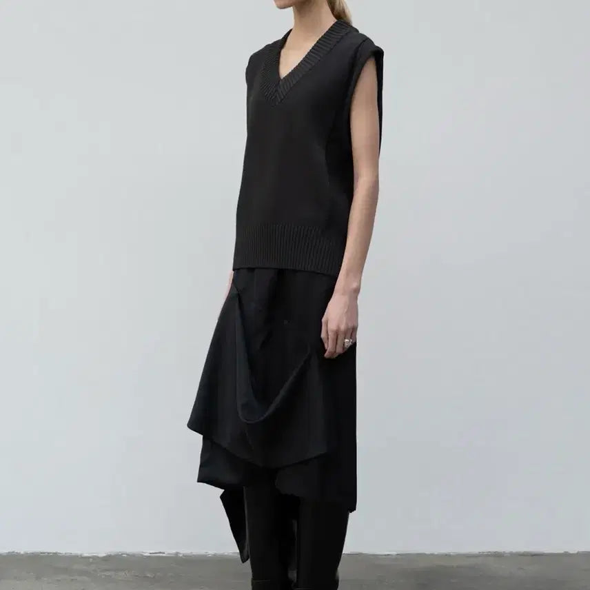 [BUNJANG] Low Classic Drape Layered Skirt - Black / 로우클래식 DRAPE LAYERED SKIRT - BLACK