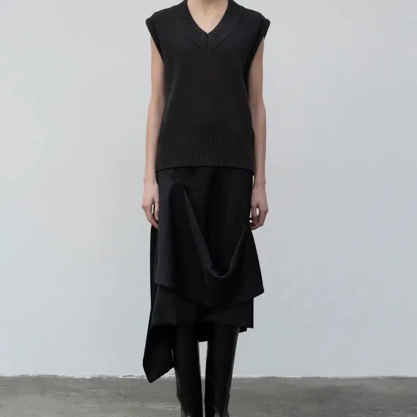 [BUNJANG] Low Classic Drape Layered Skirt - Black / 로우클래식 DRAPE LAYERED SKIRT - BLACK