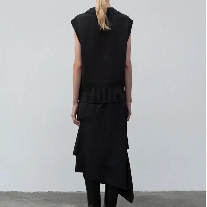 [BUNJANG] Low Classic Drape Layered Skirt - Black / 로우클래식 DRAPE LAYERED SKIRT - BLACK