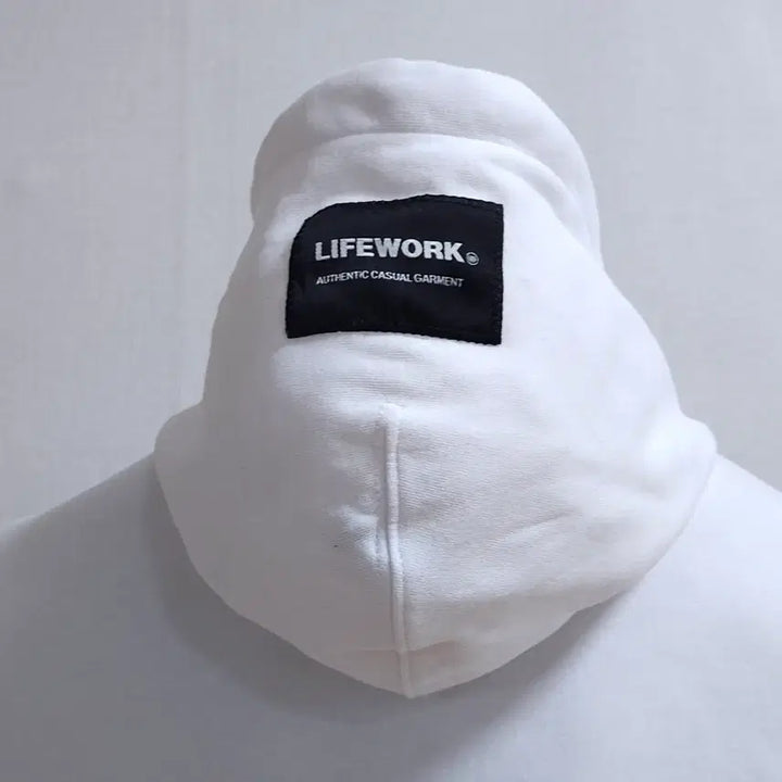 [BUNJANG] Life Work White Hoodie / 라이프워크 화이트 후드티