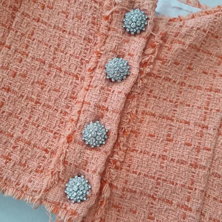 [BUNJANG] Zara Orange Tweed Crop Top / 자라 오렌지 트위드 크롭 탑