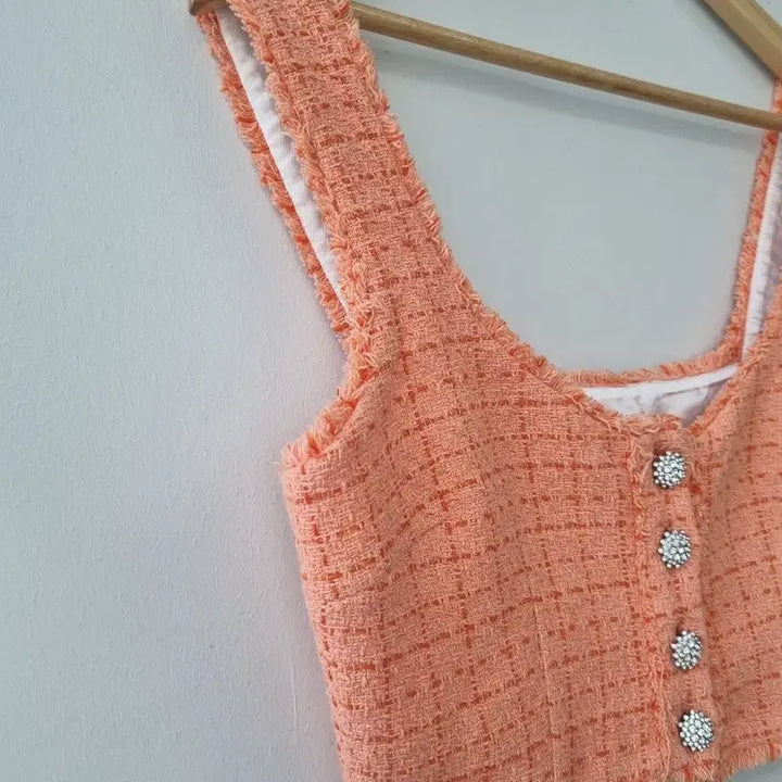 [BUNJANG] Zara Orange Tweed Crop Top / 자라 오렌지 트위드 크롭 탑