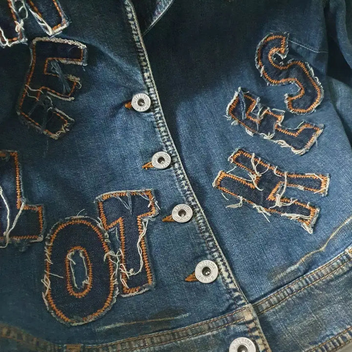 [BUNJANG] Moschino Y2K Patchwork Washed Denim Jacket / 모스키노 Y2K 패치워크 워싱 데님 자켓 청자켓