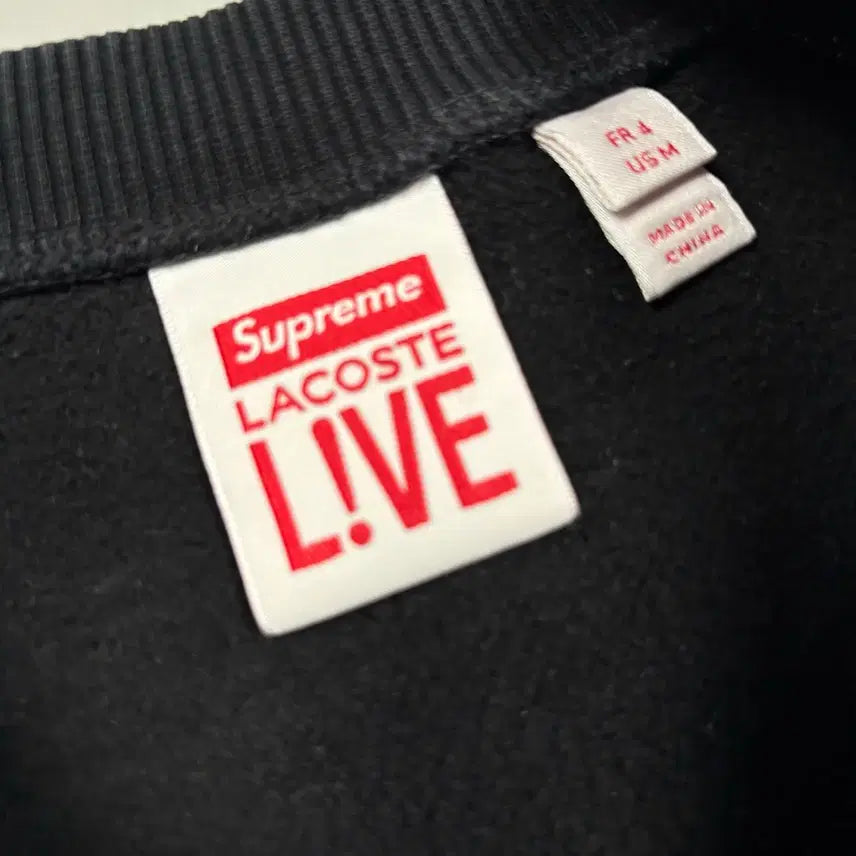 [BUNJANG] Supreme x Lacoste Black Sweatshirt / 슈프림x라코스테 블랙 맨투맨