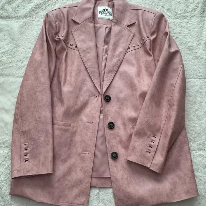 [BUNJANG] Cherrykuri Studded Faux Leather Jacket / 체리퀴리 스터드 레더 자켓
