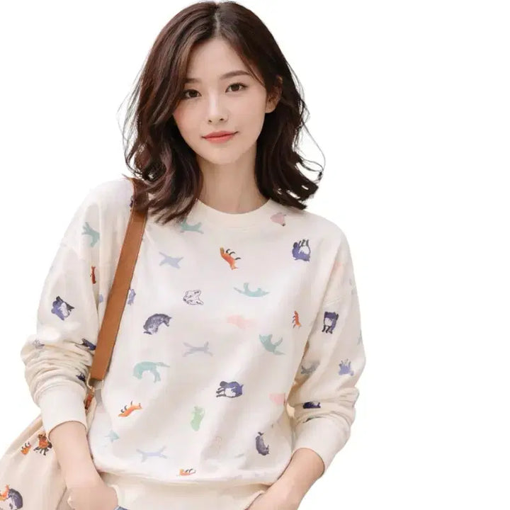 [BUNJANG] Maison Kitsune Patterned Sweatshirt / 매종키츠네 패턴 맨투맨
