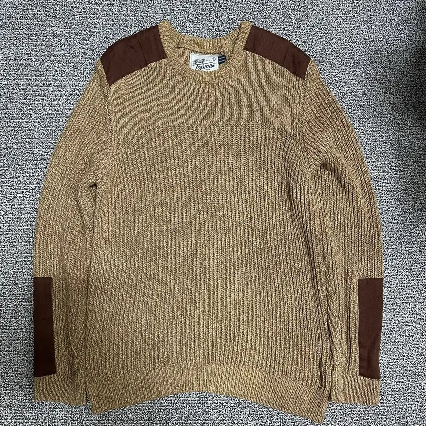 [BUNJANG] Topman Knit Sweater Brown Epaulette Patch / (L) 탑맨 니트 스웨터 브라운 견장 패치