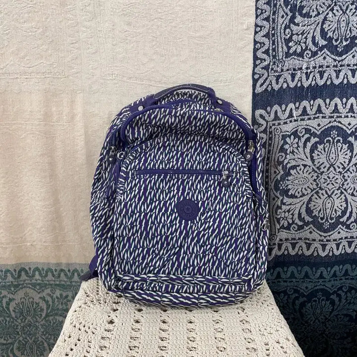 [BUNJANG] Kipling Purple Pattern Vintage Backpack / [F] 키플링 퍼플 패턴 빈티지 백팩 가방