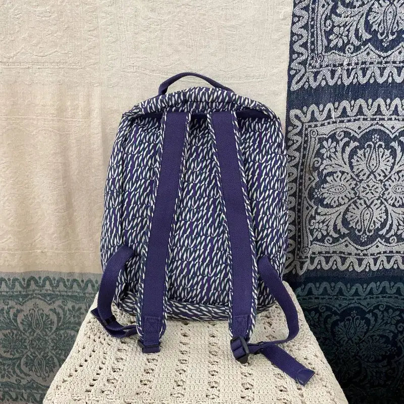 [BUNJANG] Kipling Purple Pattern Vintage Backpack / [F] 키플링 퍼플 패턴 빈티지 백팩 가방