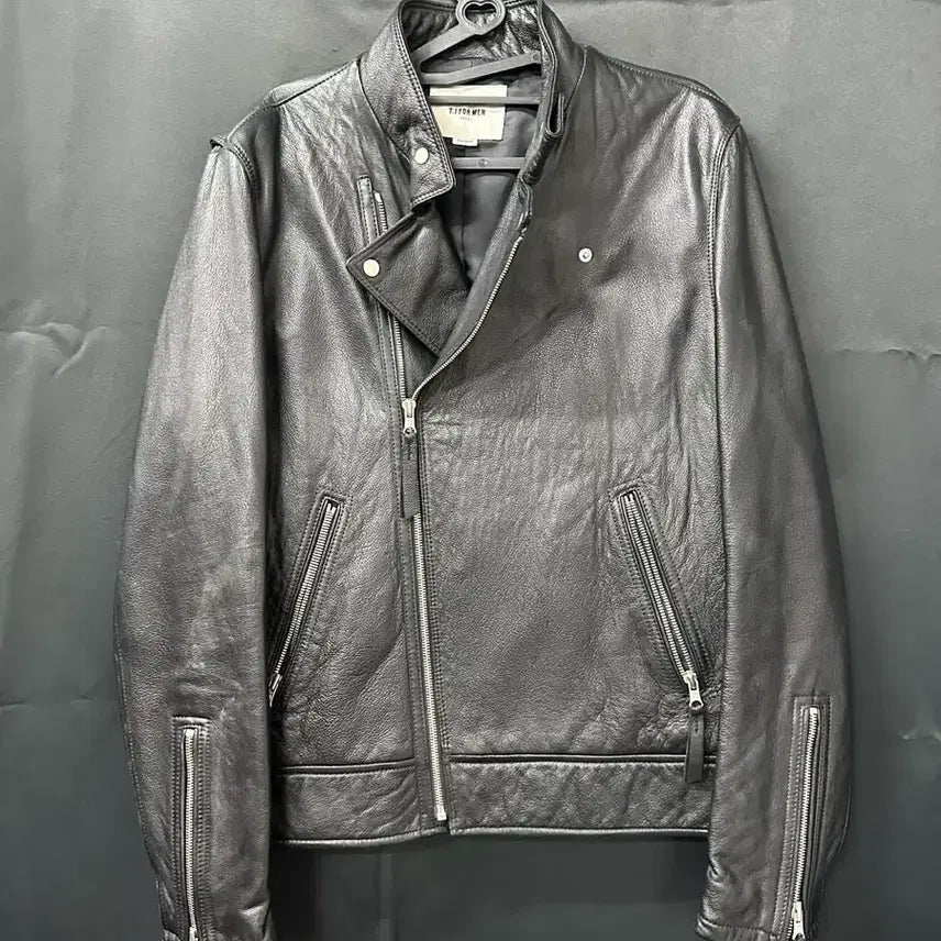 [BUNJANG] T.I FOR MEN Black Leather Rider Jacket / T.I FOR MEN 블랙 가죽 라이더 자켓