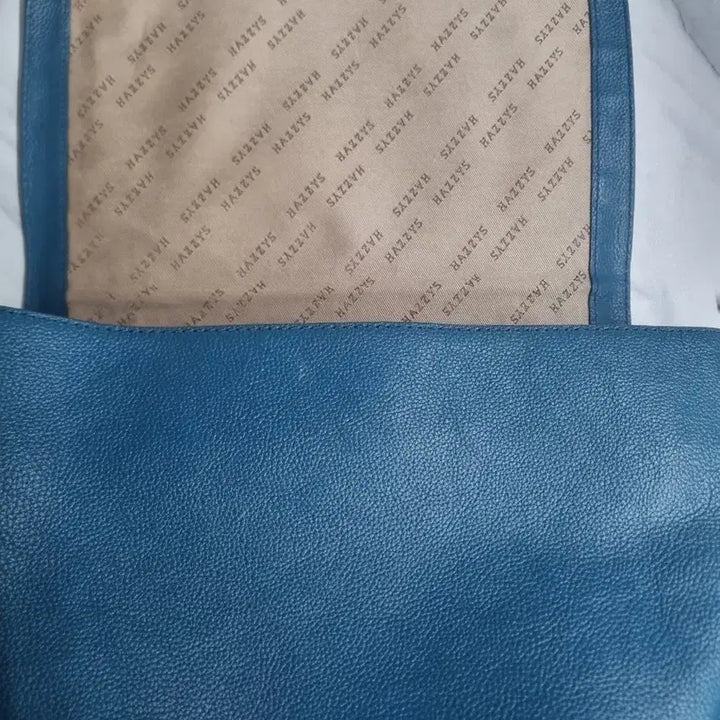 [BUNJANG] Hazzys Leather Tote Shoulder Bag - Blue / 헤지스 가죽 토트백 숄더백 블루
