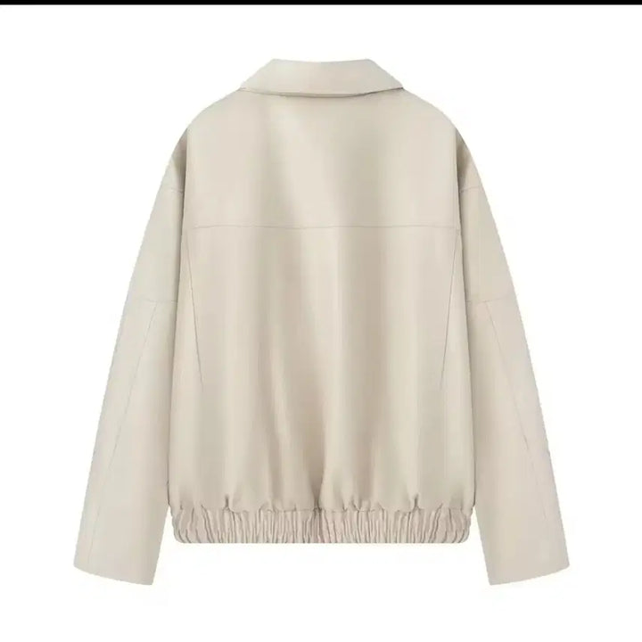 [BUNJANG] Leather Jacket Ivory S Size / 가죽레더자켓 아이보리 점퍼