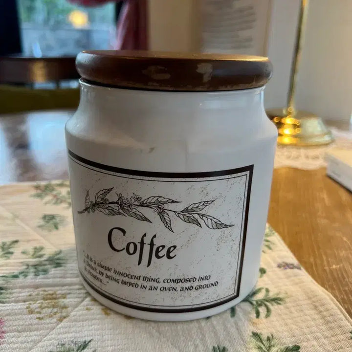 [BUNJANG] Vintage British Ceramic Coffee Canister with Wooden Lid / 영국 빈티지 커피 보관 캐니스터