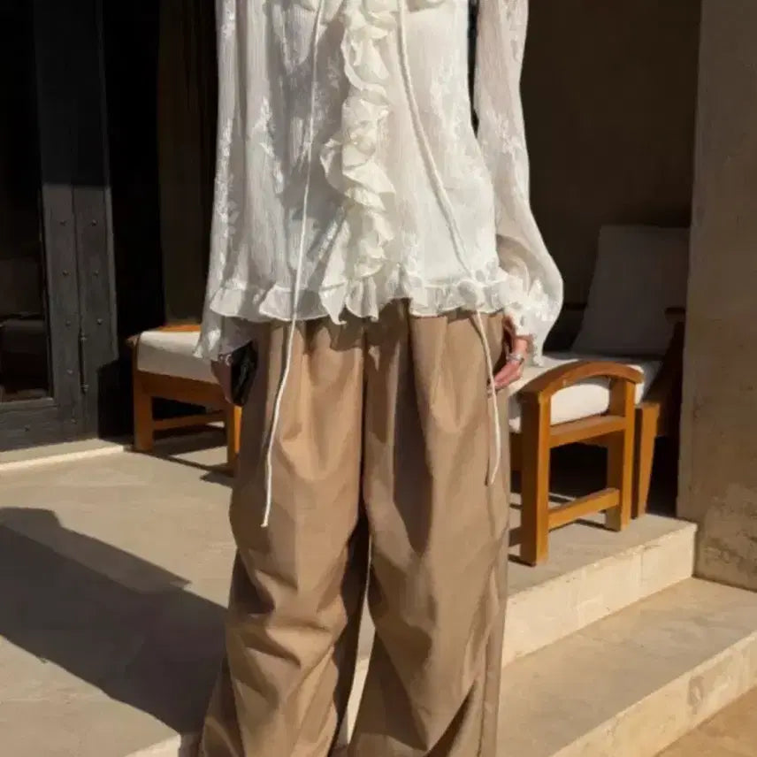 [BUNJANG] Shop Uni Camel Wide Leg Pants / 샵유니바지