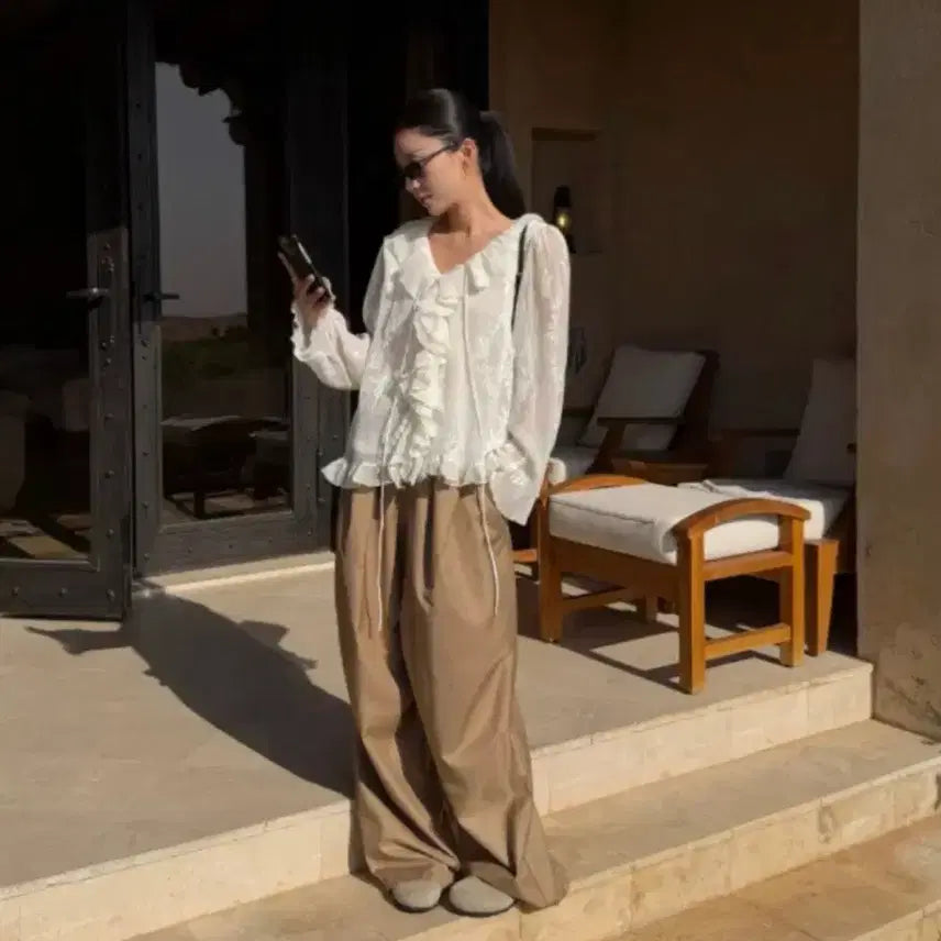 [BUNJANG] Shop Uni Camel Wide Leg Pants / 샵유니바지