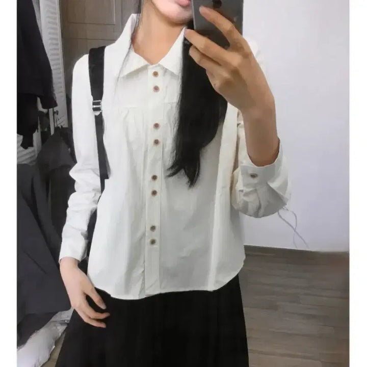 [BUNJANG] Marron Button Collar Blouse / 마롱 버튼 카라 블라우스