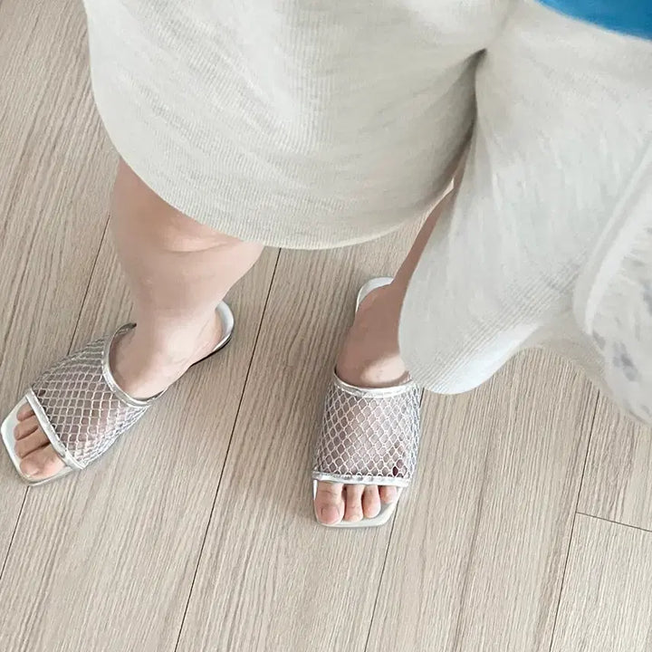[BUNJANG] Silver Mesh Slippers 5040 / (25,30,35,40,45,50)실버 망사 슬리퍼 5040