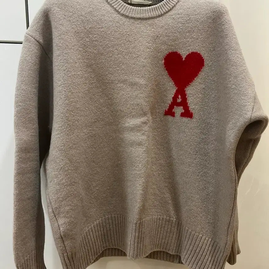 [BUNJANG] Ami Intarsia Beige Knit Sweater / 아미 인타르시아 베이지니트 105 새상품급