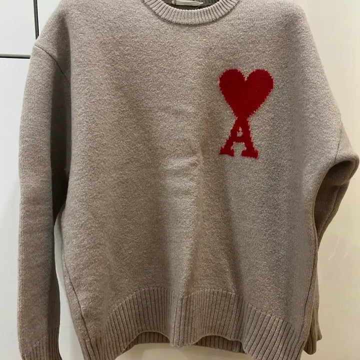 [BUNJANG] Ami Intarsia Beige Knit Sweater / 아미 인타르시아 베이지니트 105 새상품급