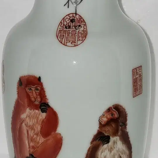 [BUNJANG] Qianlong Period Lang Shining Temple Gold Monkey Pattern Small Vase / 건륭년제 랑세녕묘금 원숭이문 소병 높22 지13 중국도자기 고도자 골통품
