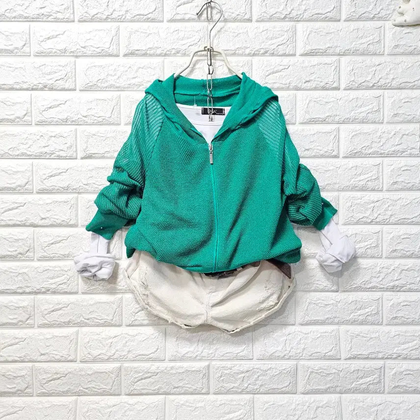 [BUNJANG] Green Hooded Cardigan / 초록  후드 가디건