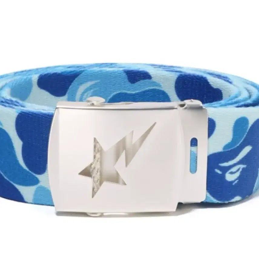[BUNJANG] Bape Blue Camo Belt Silver Buckle / 베이프 벨트 블루