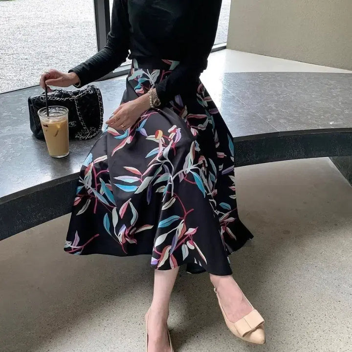 [BUNJANG] Vicinni Leaf Pattern Long Skirt / 바이씨니 제작리프스커트