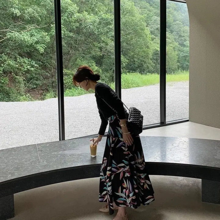 [BUNJANG] Vicinni Leaf Pattern Long Skirt / 바이씨니 제작리프스커트
