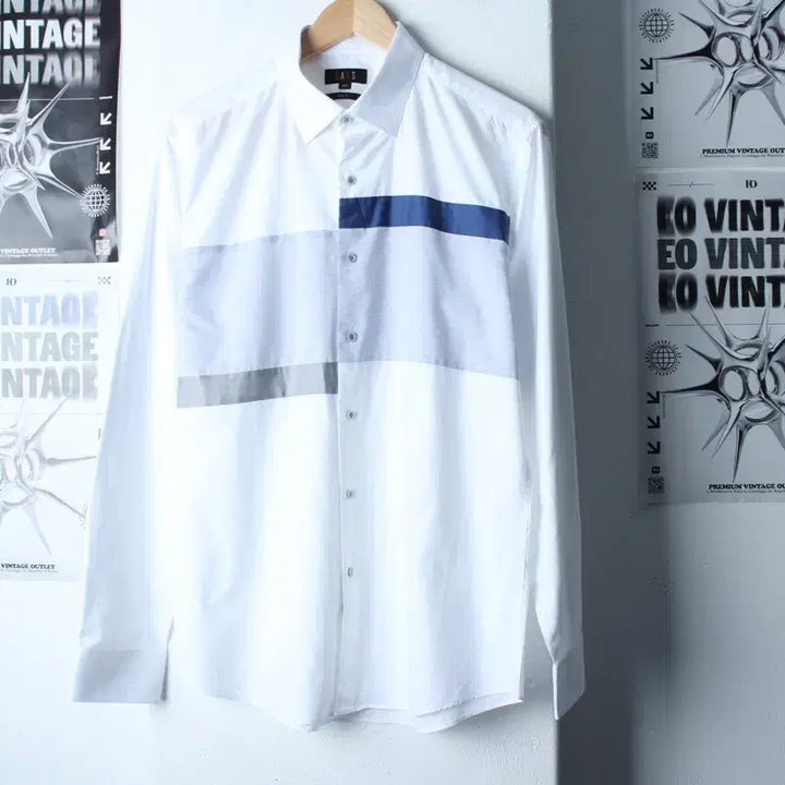 [SOLD OUT] (XL) 닥스 셔츠 남방 화이트 스트라이프 아메카지-17F6A