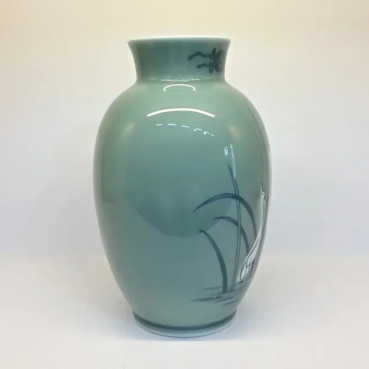 [BUNJANG] Celadon Porcelain Crane Painting Vase / 청자 학그림 화병 항아리 인테리어 장식용 소품