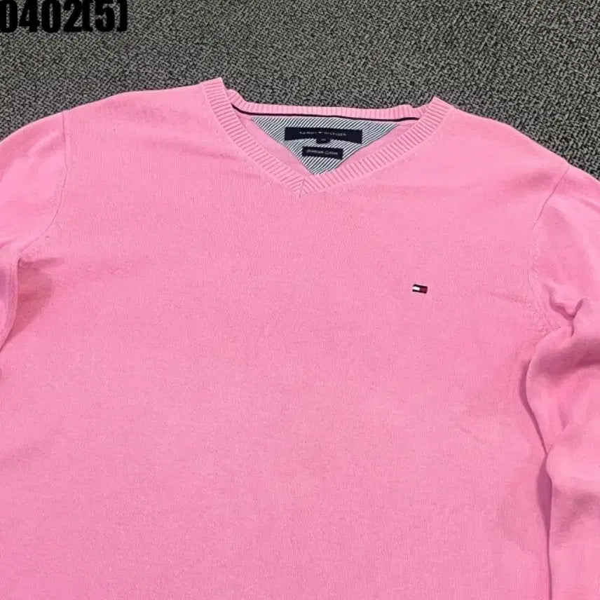 [BUNJANG] Tommy Hilfiger Pink V-neck Knit M / 타미힐피거 핑크 브이넥 니트m 0402