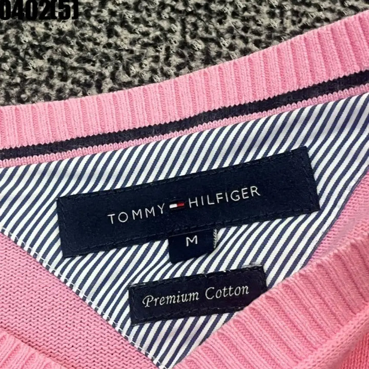 [BUNJANG] Tommy Hilfiger Pink V-neck Knit M / 타미힐피거 핑크 브이넥 니트m 0402