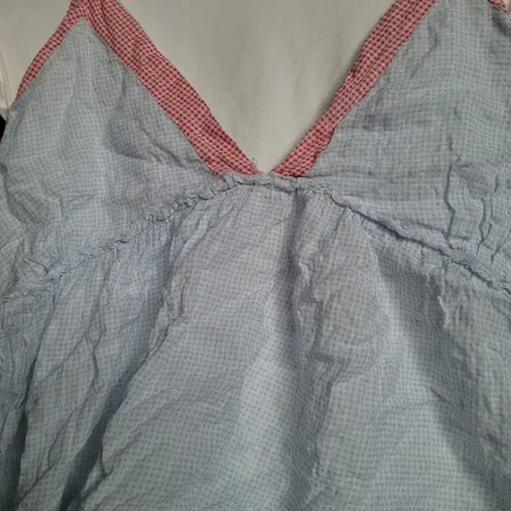 [BUNJANG] Free V-Neck Checkered Layered Top / [free] 체크 뷔스티에 나시 민소매 레이어드 탑