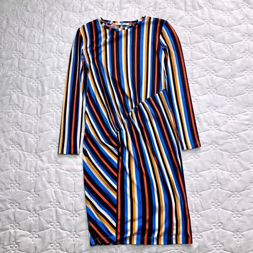[BUNJANG] ZARA Striped Slim Fit Dress / 자라 스트라이프 슬림핏 원피스 M 여성용 라인핏