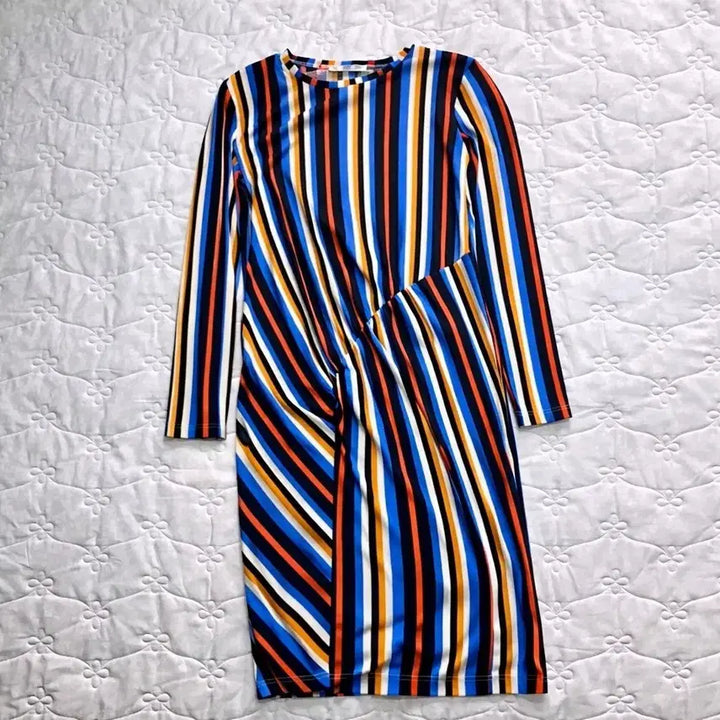 [BUNJANG] ZARA Striped Slim Fit Dress / 자라 스트라이프 슬림핏 원피스 M 여성용 라인핏