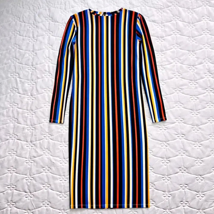 [BUNJANG] ZARA Striped Slim Fit Dress / 자라 스트라이프 슬림핏 원피스 M 여성용 라인핏