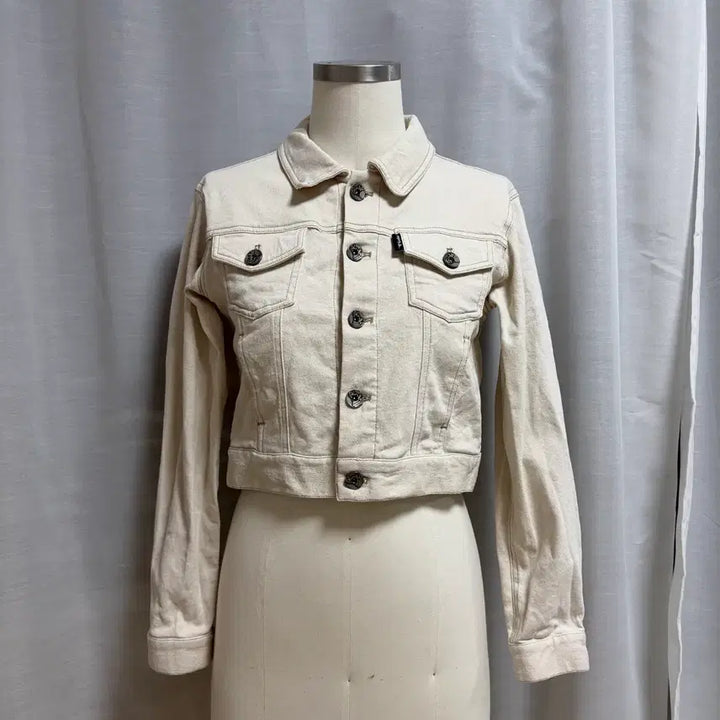 [BUNJANG] Gola Ivory Crop Denim Jacket / Gola 아이보리 크롭 청자켓