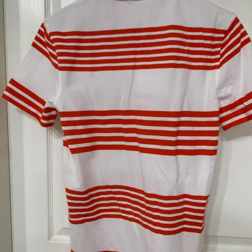 [BUNJANG] Lacoste Stripe Short Sleeve Polo Shirt / 라코스테 스트라이프 반팔 카라티 레드 남95