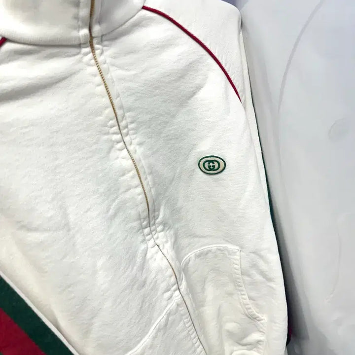 [BUNJANG] Gucci Web Stripe Cotton Sweatshirt Jacket / 백화점 구매한 95 구찌 웹 스트라이프 코튼 스웨트셔츠 집업 자켓