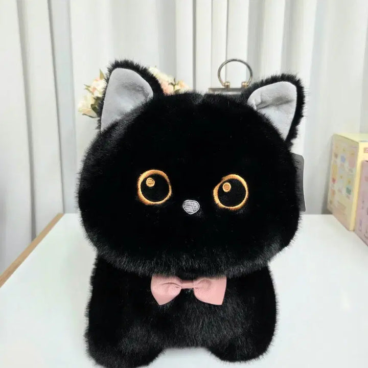 [BUNJANG] Black Cat Ribbon Plush Toy 34cm / 검은 고양이 리본 인형 새상품