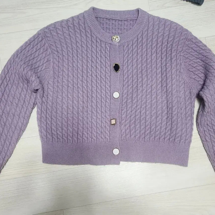[BUNJANG] Purple Cable Knit Cardigan / 보라색 꽈배기 가디건