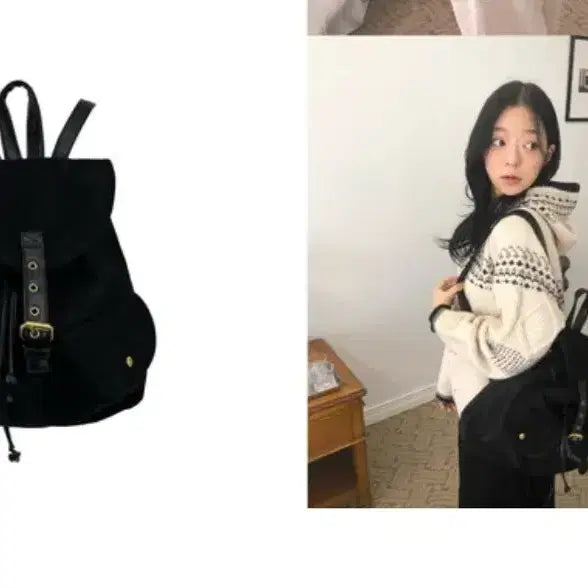 [SOLD OUT] 빈티지 스웨이드 포켓 백팩 블랙