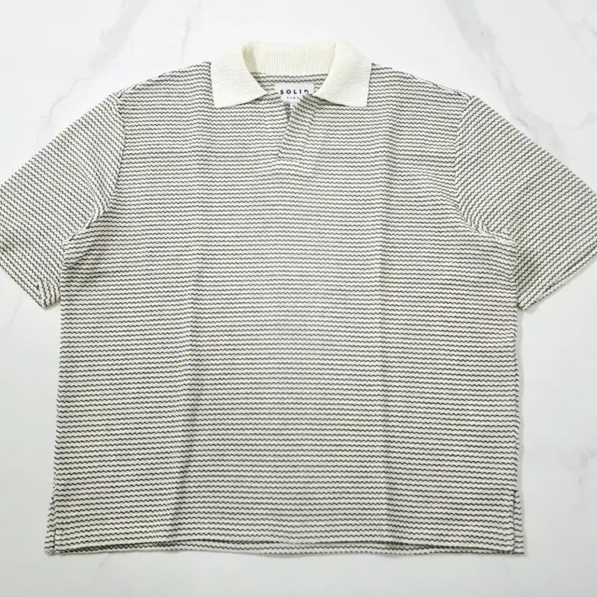 [BUNJANG] Solid Homme Striped Collar Knit Sweater / 솔리드옴므 카라 니트 52