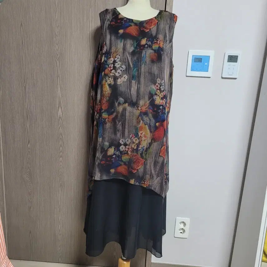 [BUNJANG] Flower Chiffon Long Dress - Size L / 고급스런  플라워 쉬폰 롱 원피스 L