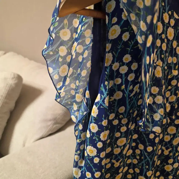 [BUNJANG] KEITH Flower Pattern Long Dress Blue / 키이스 플라워 패턴 롱 원피스 블루 새상품