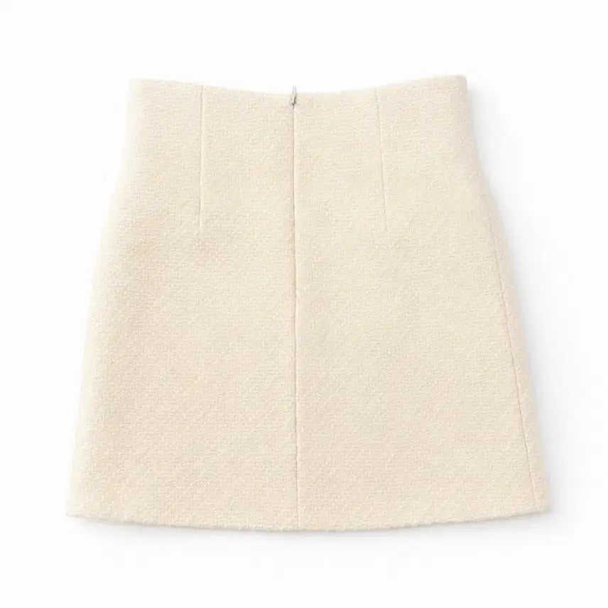[BUNJANG] Sandro Cream Wool Tweed Mini Skirt / 산드로 Sandro 크림색 울 트위드 미니스커트 M 55