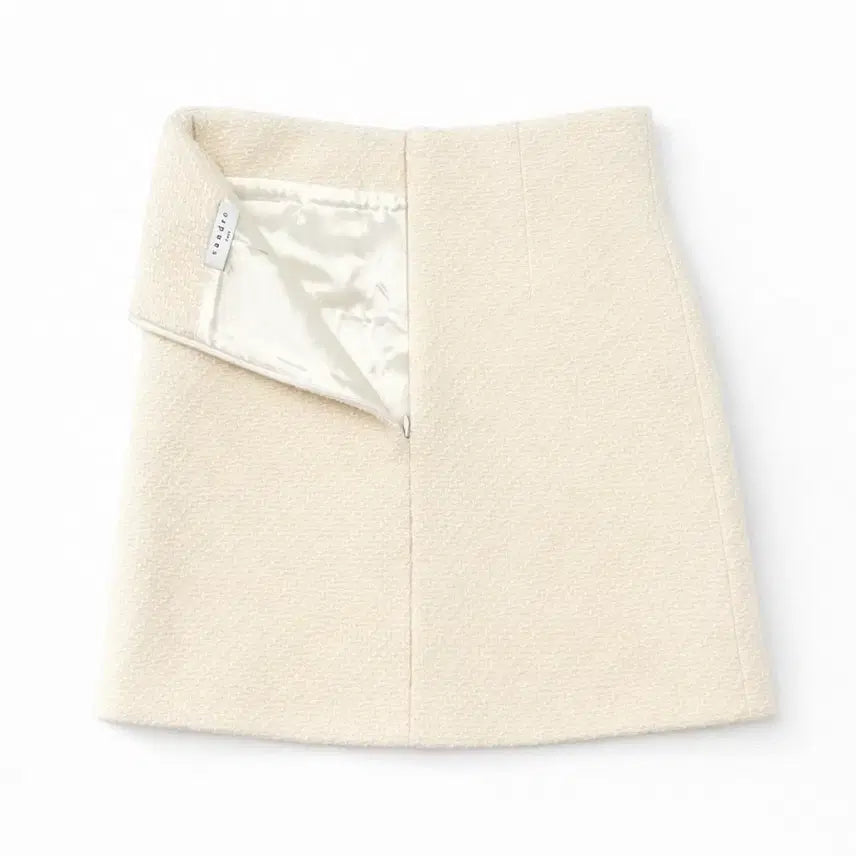 [BUNJANG] Sandro Cream Wool Tweed Mini Skirt / 산드로 Sandro 크림색 울 트위드 미니스커트 M 55