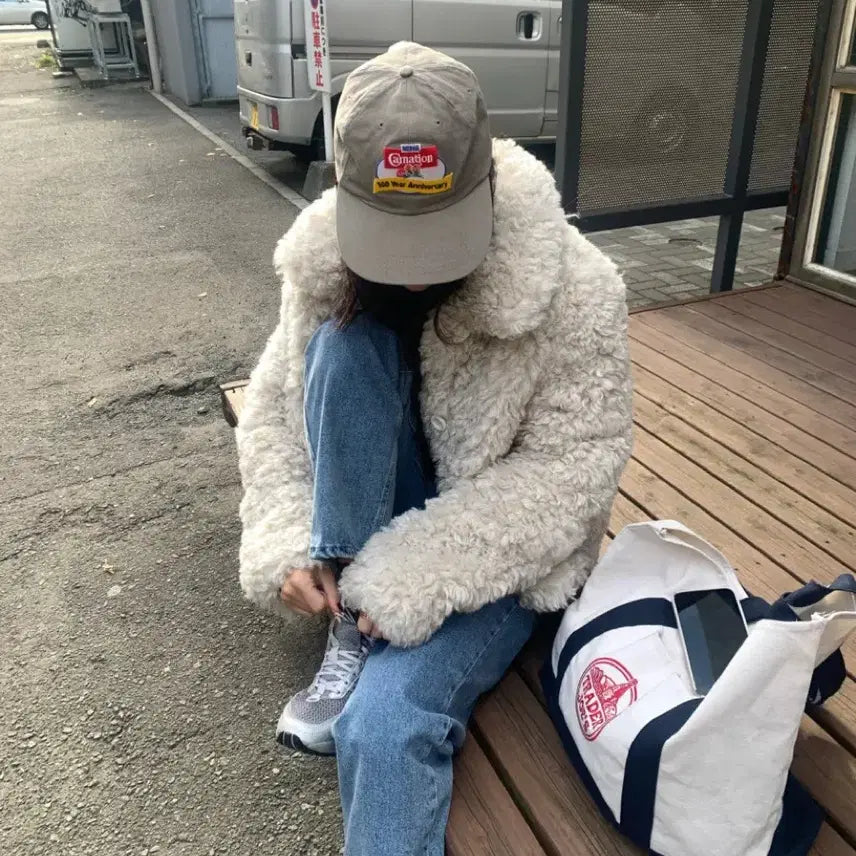 [BUNJANG] Underson Lamb Fur Jacket / underson 언더슨 렘 퍼 자켓 부클 하이넥 누빔