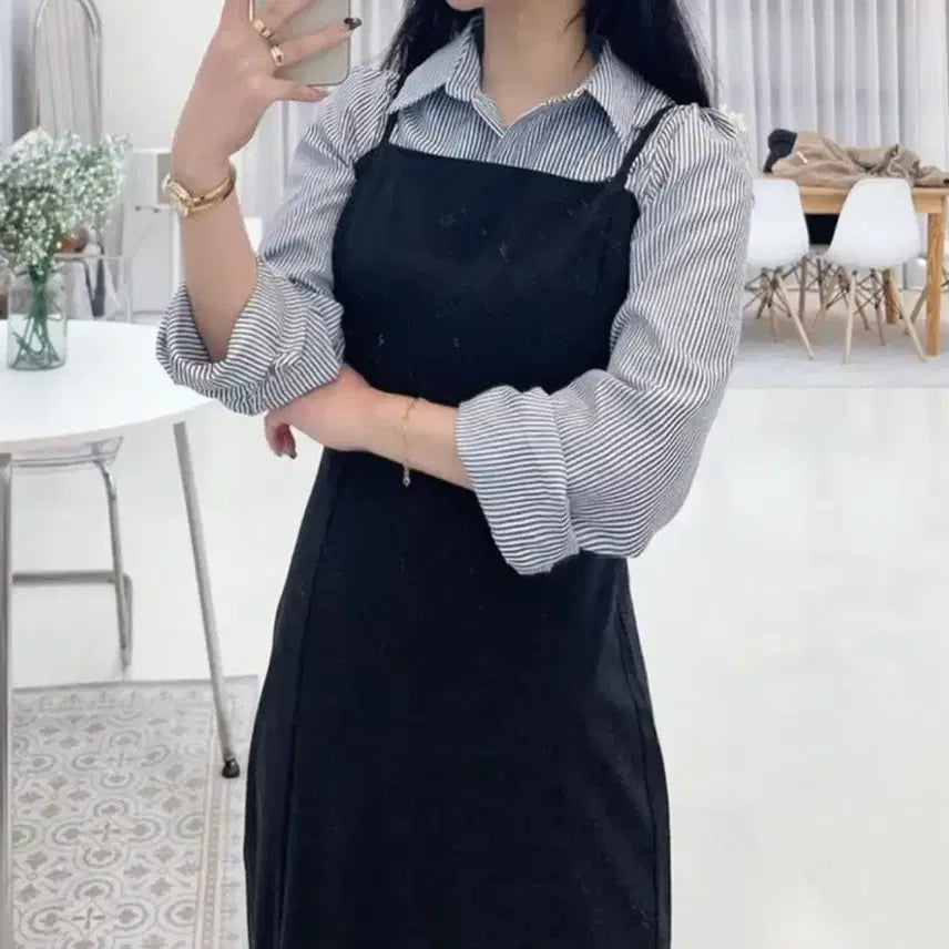 [BUNJANG] Sleeveless Square Neck Side Slit Maxi Dress (Black) / 끈나시 스퀘어넥 H라인 옆트임 롱 원피스