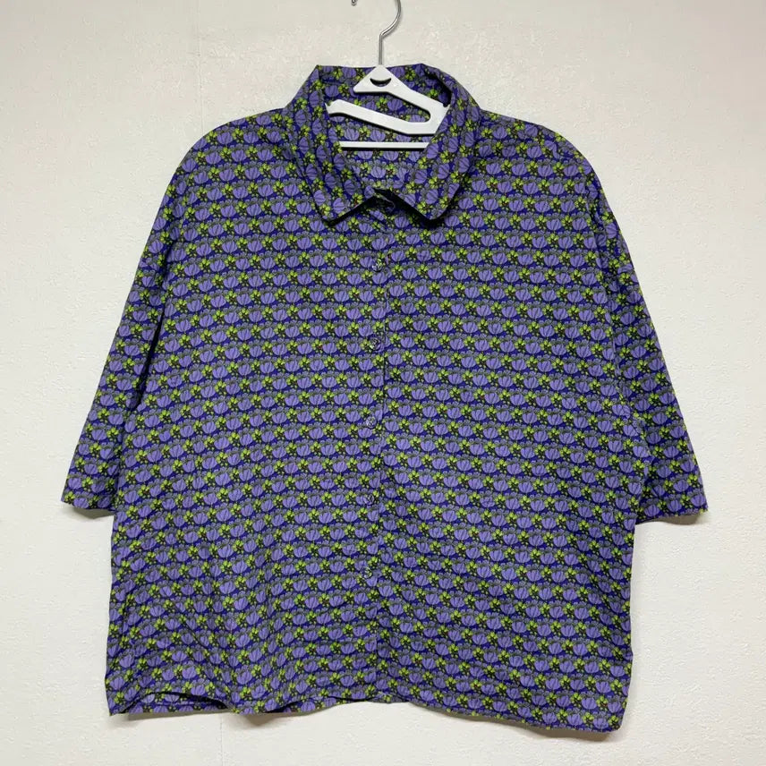[BUNJANG] Vintage Pattern Shirt Blouse - Size F / 빈티지 패턴 셔츠 블라우스 F